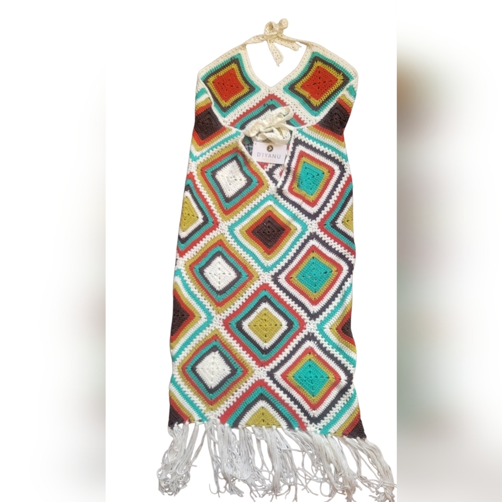 D'iyanu Handmade Crochet Diamond Pattern Dress In Multicolor — image 2 of 6